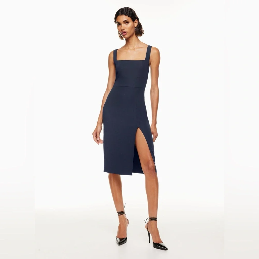 blue dress for baby girl Babaton 90s Slit Midi Dress (6) – Somewear